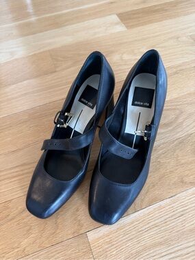 Dolce Vita Black Leather Mary Jane Heels - Size 6